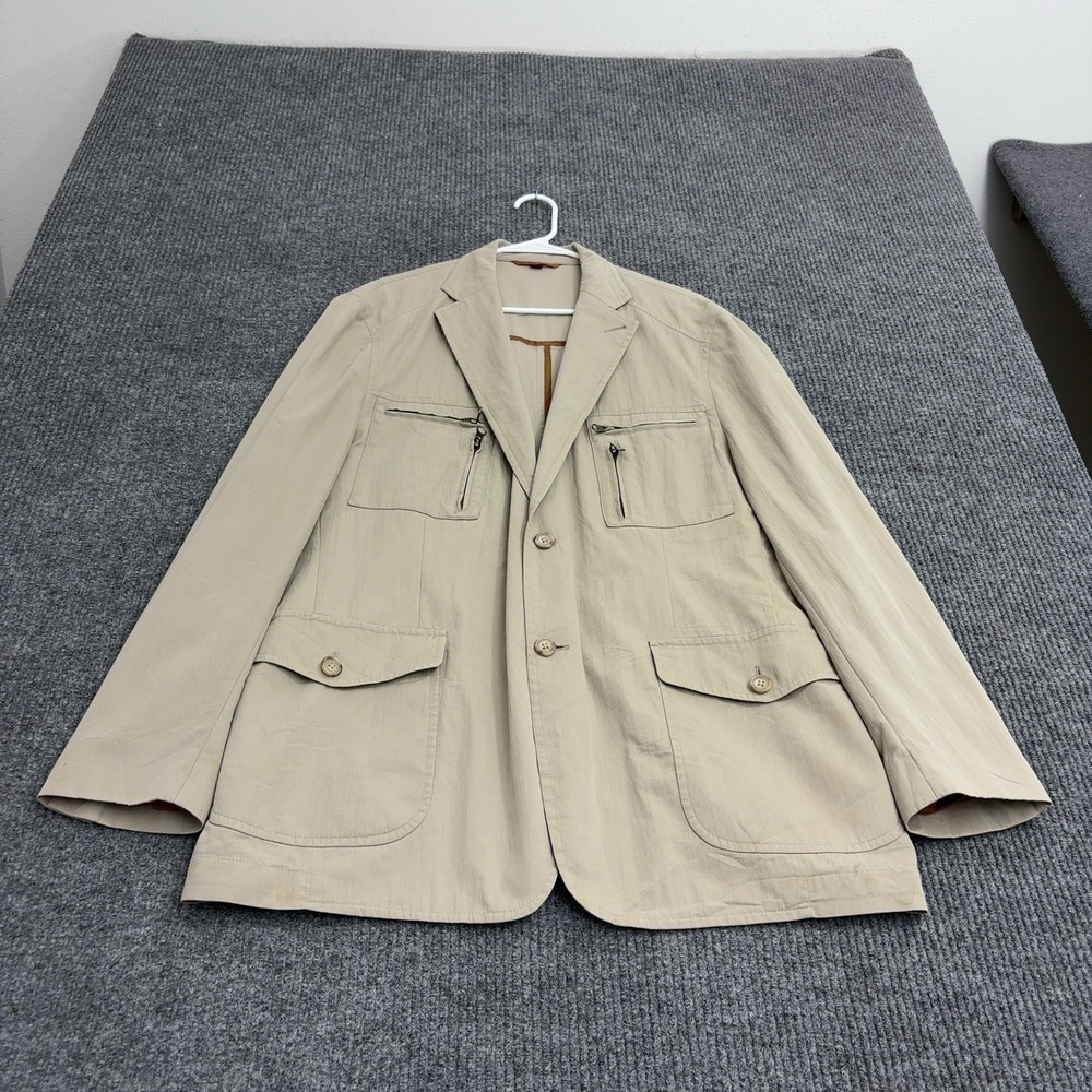 Kroon Sport Coat Mens 44R Tan Cotton Polyamide Utility Field Jacket Casual